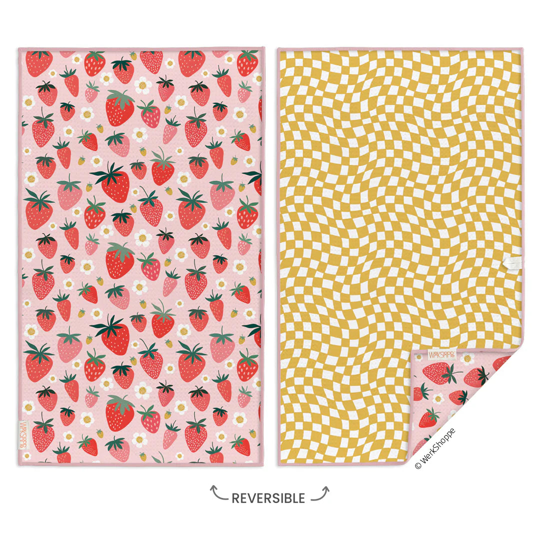 WerkShoppe Strawberry Check Microfiber Kitchen Towel