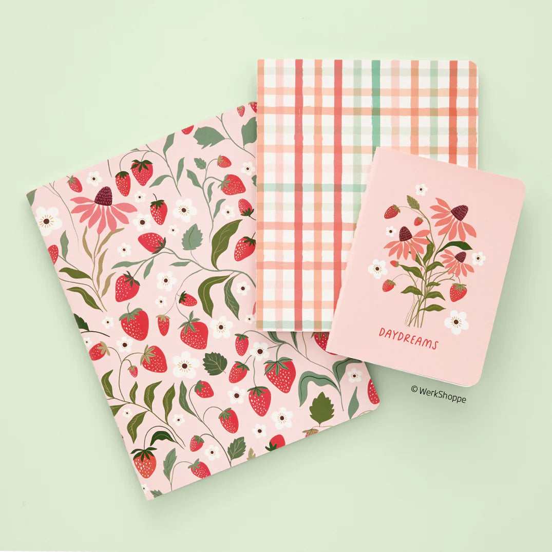 WerkShoppe Strawberry Daydreams Stitched Notebook Set