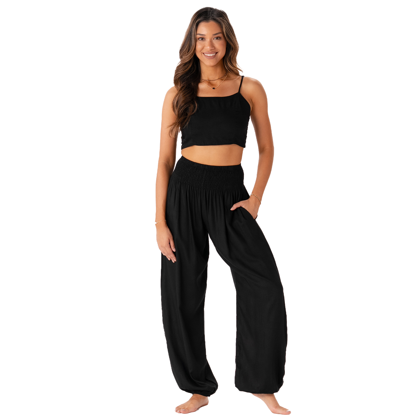 Black Harem Pants with Pockets - Buttercup Lynne Boutique