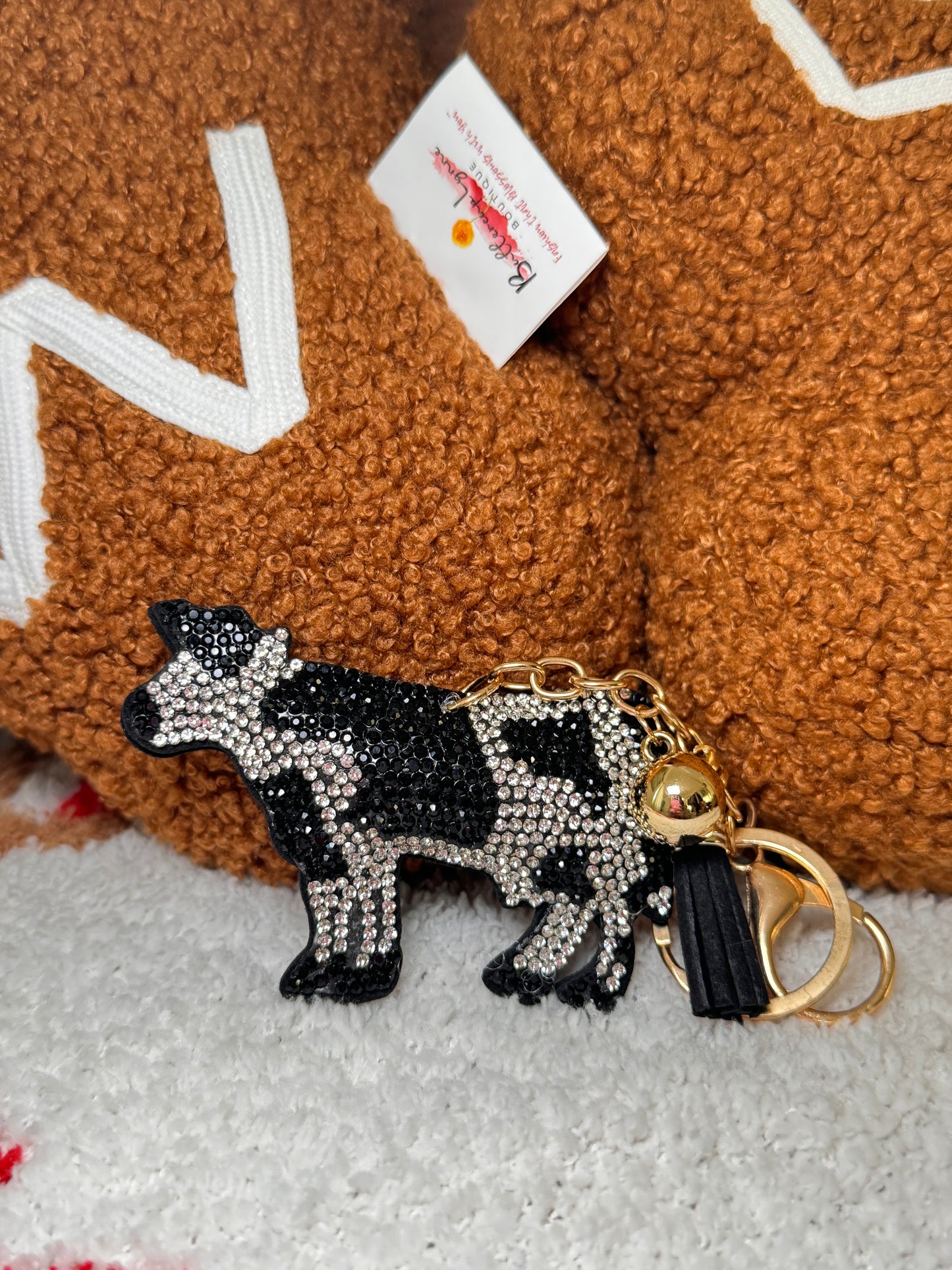 Sparkle Keychain - Cow - Buttercup Lynne Boutique