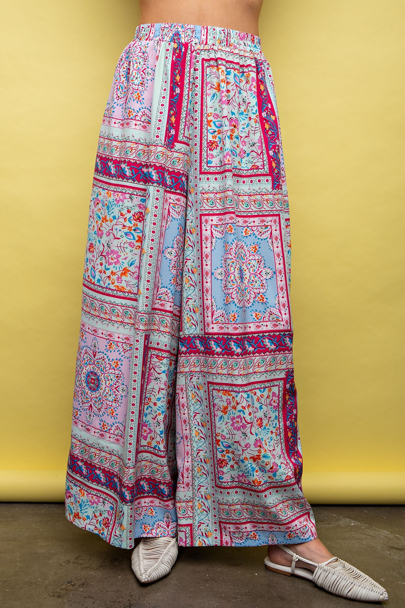 My Love For You Scarf Printed Wide Leg Pants - Buttercup Lynne Boutique