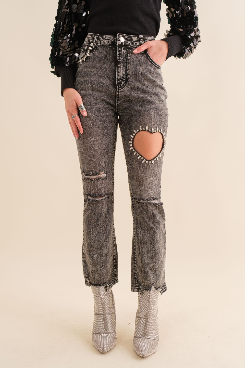 On My Heart Cut Out Denim Jeans - Buttercup Lynne Boutique