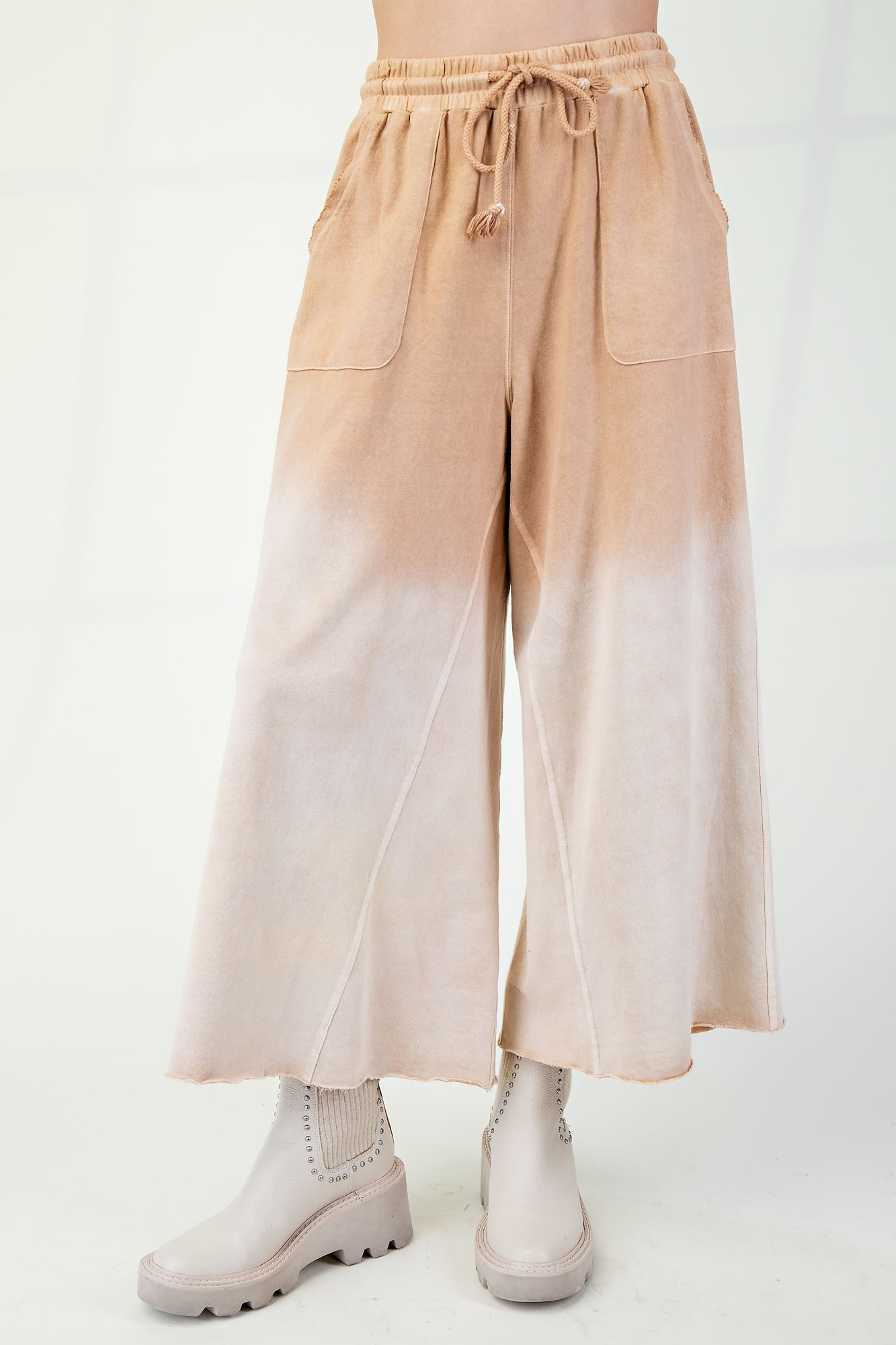 There for You Deep Dye Terry Knit Palazzo Pants - Buttercup Lynne Boutique