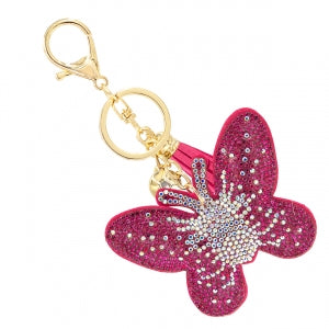 Pink Sparkle Butterfly Keychain