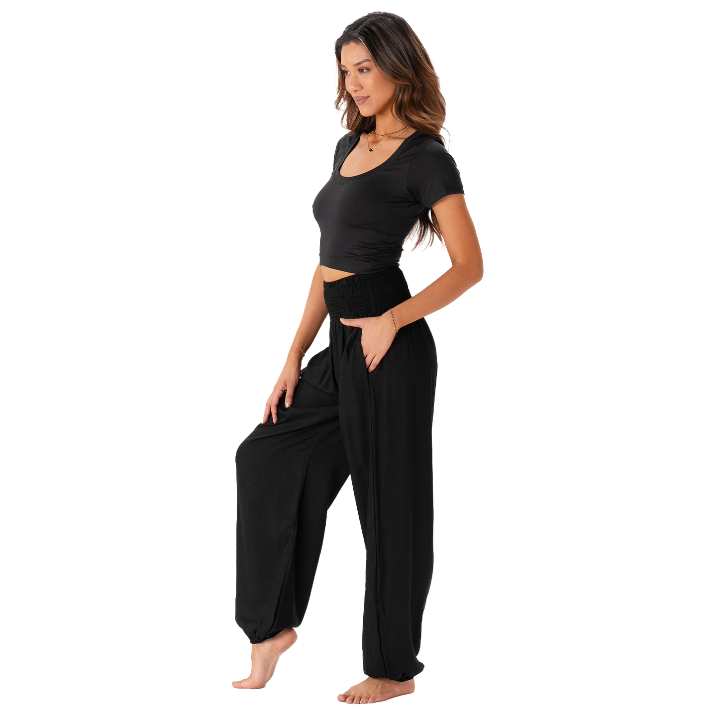 Black Harem Pants with Pockets - Buttercup Lynne Boutique