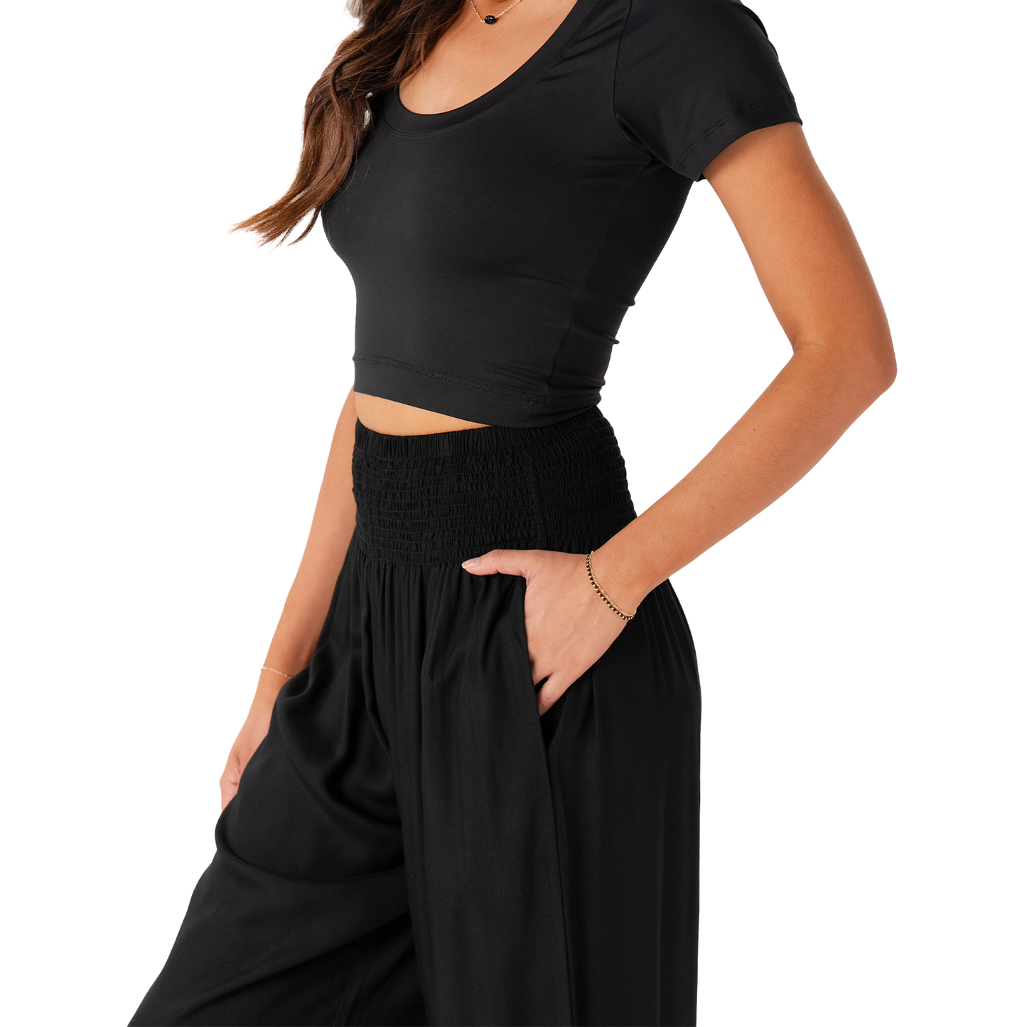 Black Harem Pants with Pockets - Buttercup Lynne Boutique