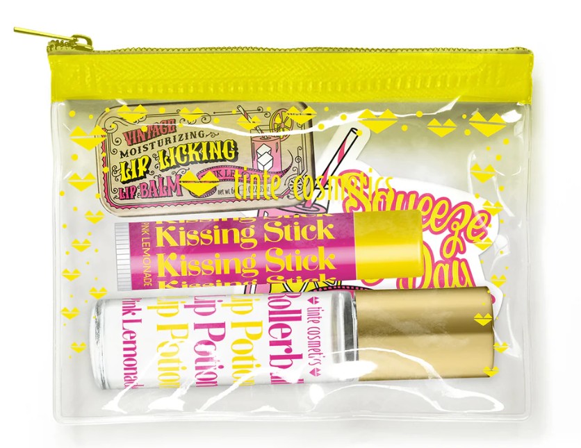 Pink Lemonade Lip Care Trio Kit – Balm, Rollerball, Kissing Stick + Sticker | TINte Cosmetics