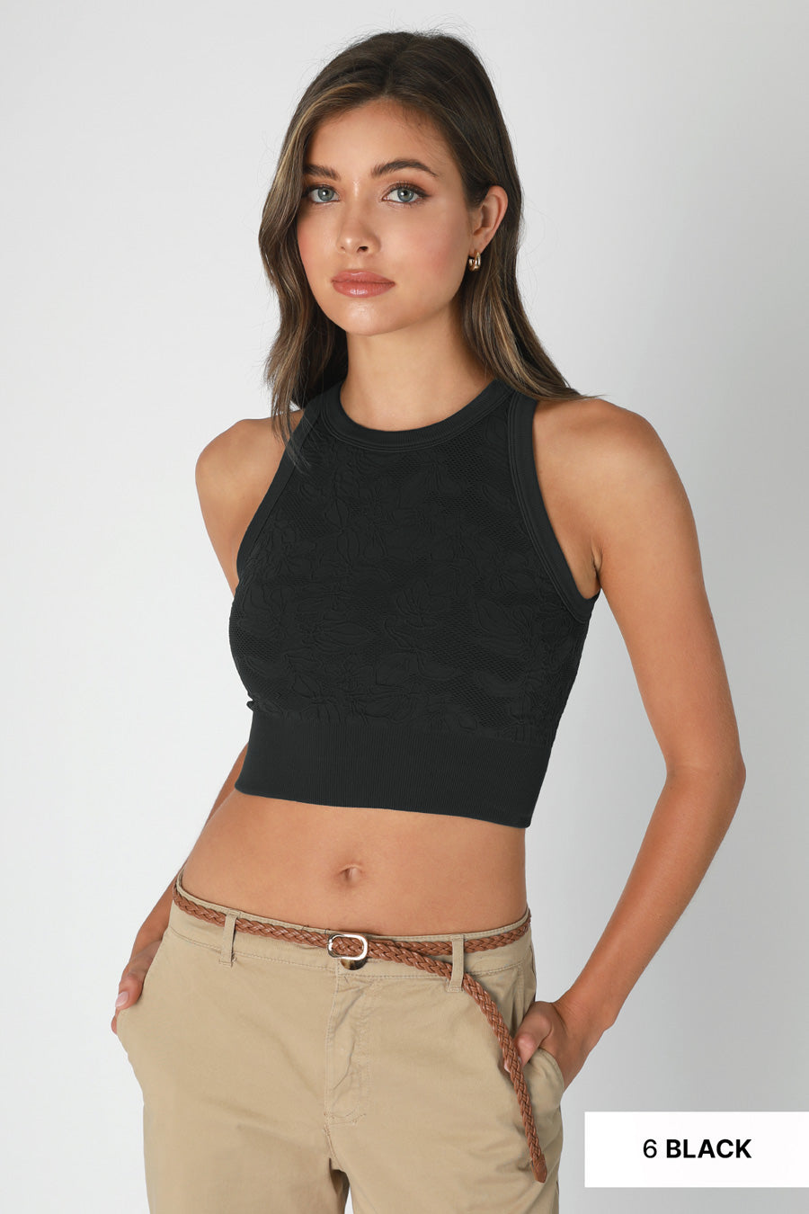 Lace High Neck Crop Top - Buttercup Lynne Boutique