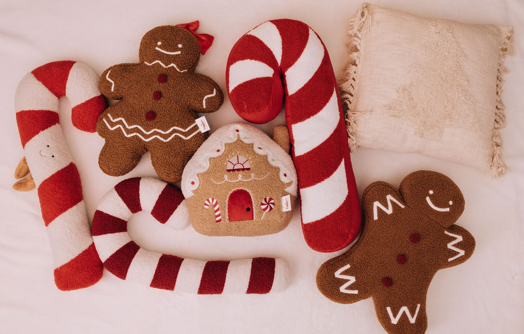 Sugarplum Gingerbread Cottage Pillow - Buttercup Lynne Boutique