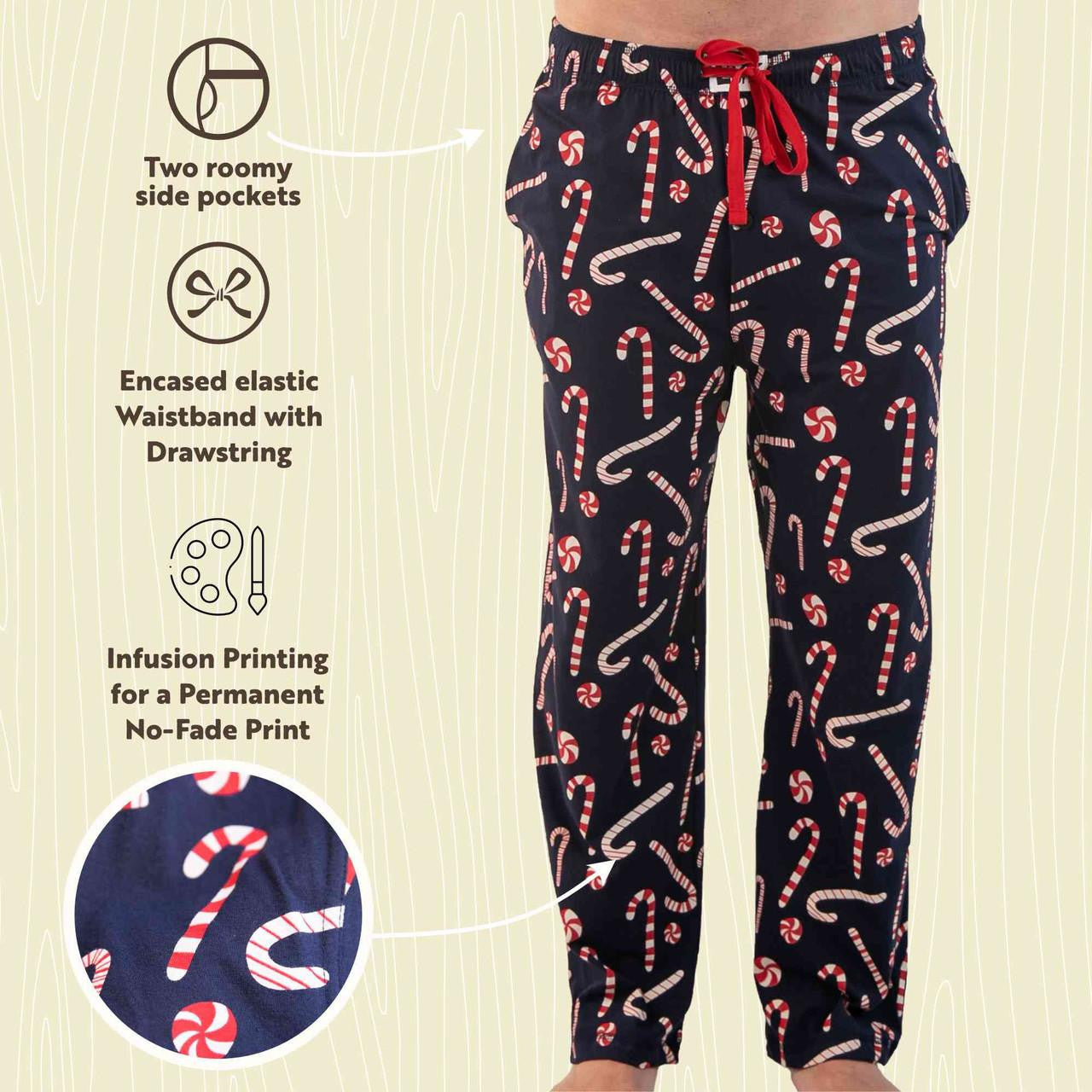 Candy Cane Men’s Pajama Pants – Sweet Comfort by Lazy One (Unisex Fit)
