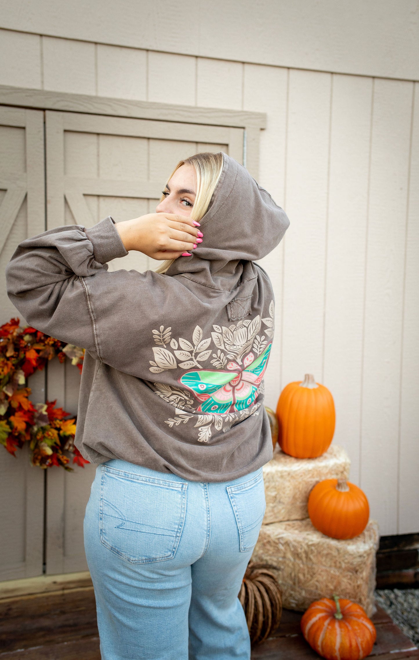 Fly Away Butterfly Print Hoodie - Buttercup Lynne Boutique