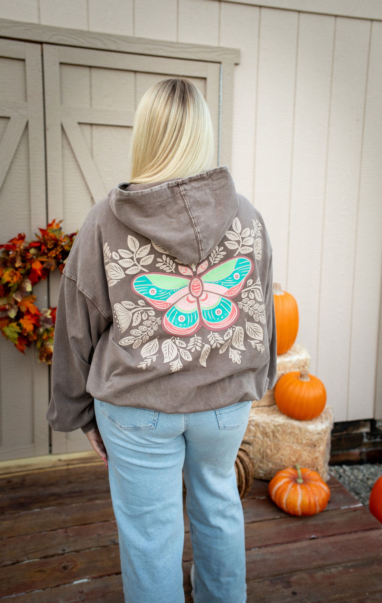 Fly Away Butterfly Print Hoodie - Buttercup Lynne Boutique