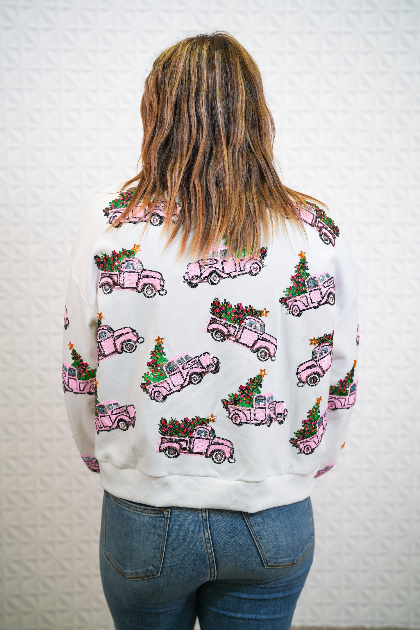 Pink Truck Homestyle Christmas Sweatshirt - Buttercup Lynne Boutique