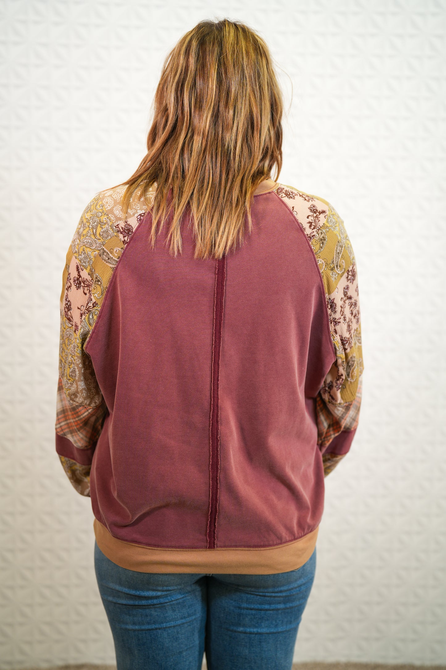 That Feeling Print Mix Top - Buttercup Lynne Boutique