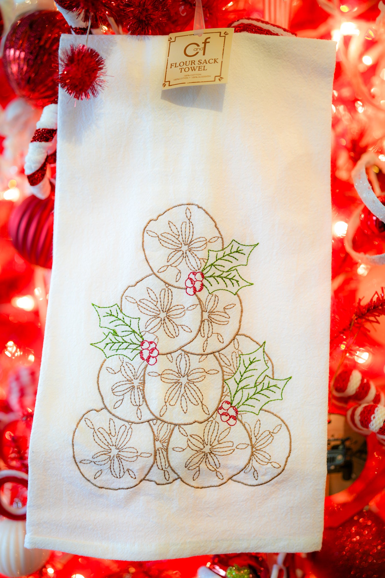 Sand Dollar Holly Tree Towel - Buttercup Lynne Boutique