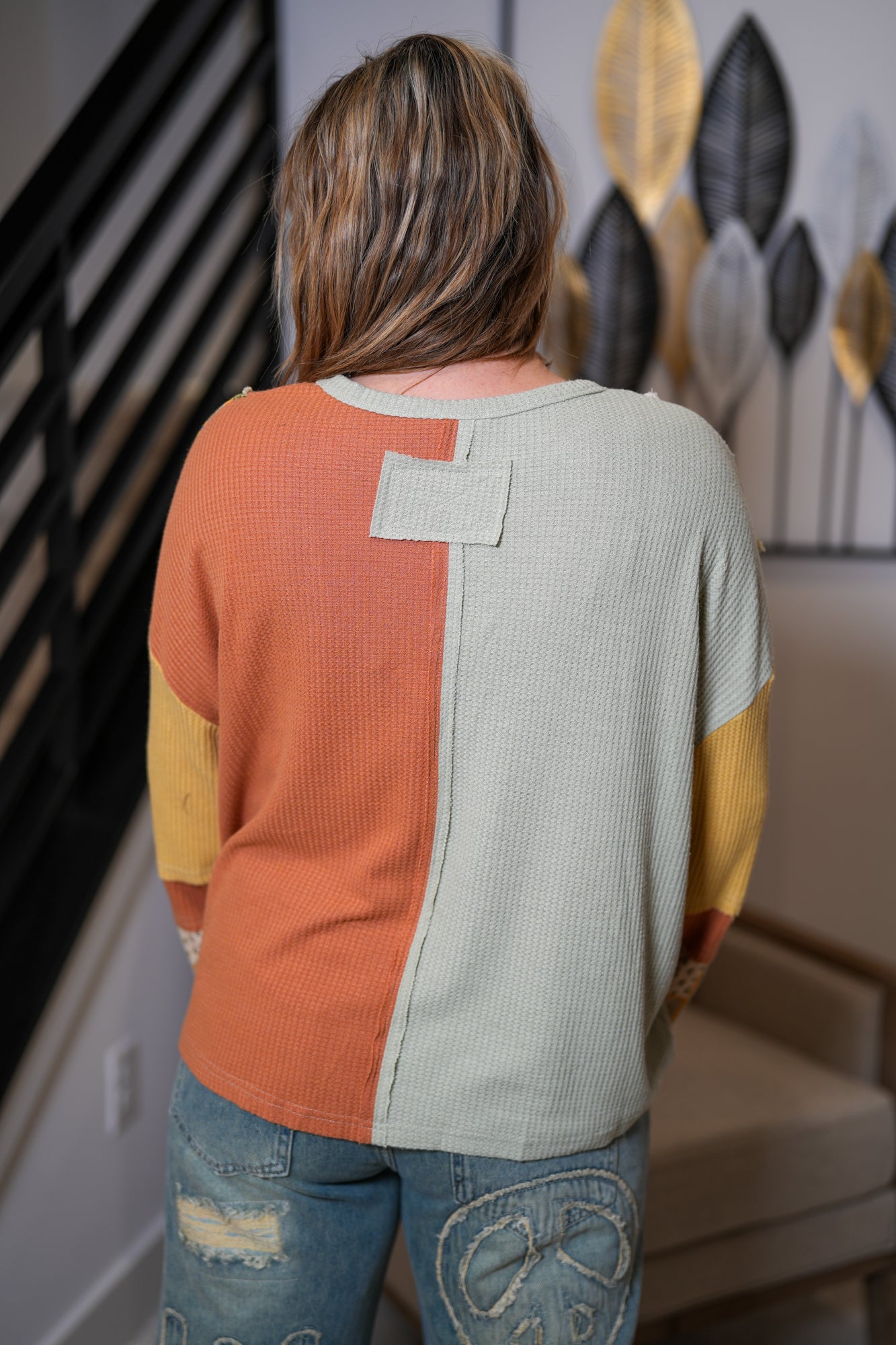 All Around Groovy Color Block Thermal Pullover - Buttercup Lynne Boutique