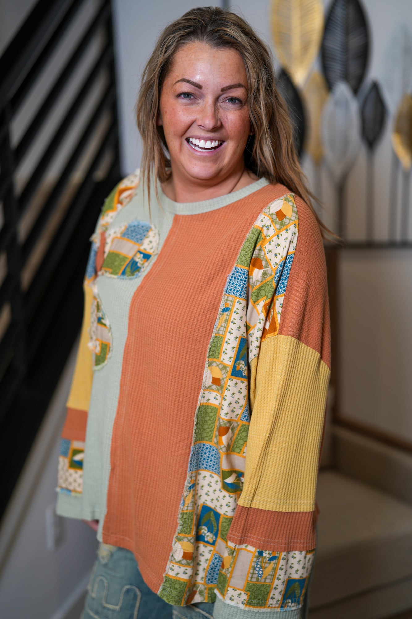 All Around Groovy Color Block Thermal Pullover - Buttercup Lynne Boutique