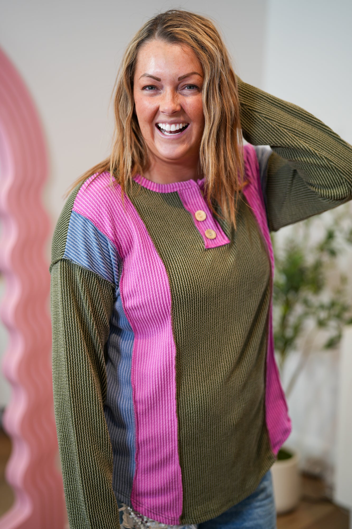 Taste Of Heaven Ribbed Color Block Top - Buttercup Lynne Boutique
