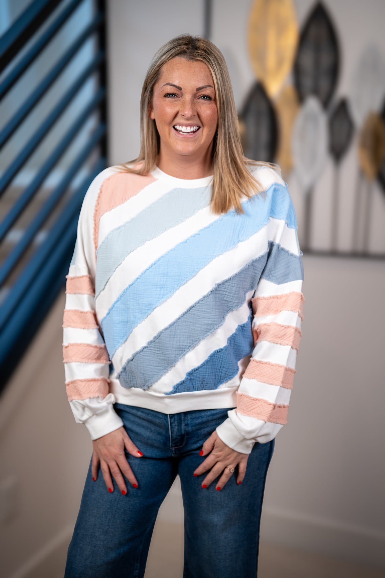 Mello Colorblock Textured Stripe Pullover