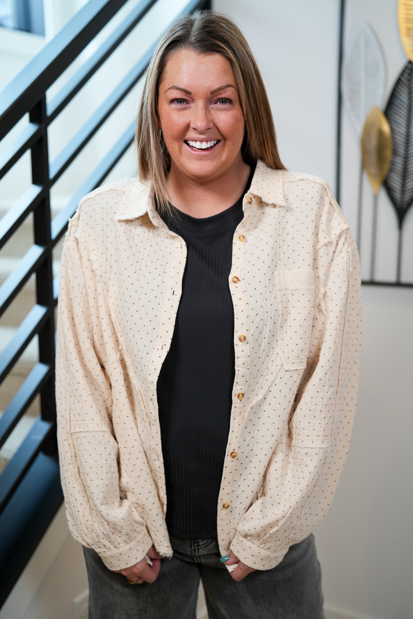 Fun On The Move Button Down Shirt - Buttercup Lynne Boutique