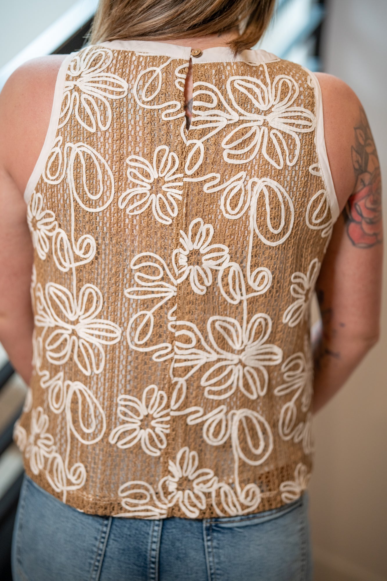 Floral Embroidered Lace Tank Top - Buttercup Lynne Boutique