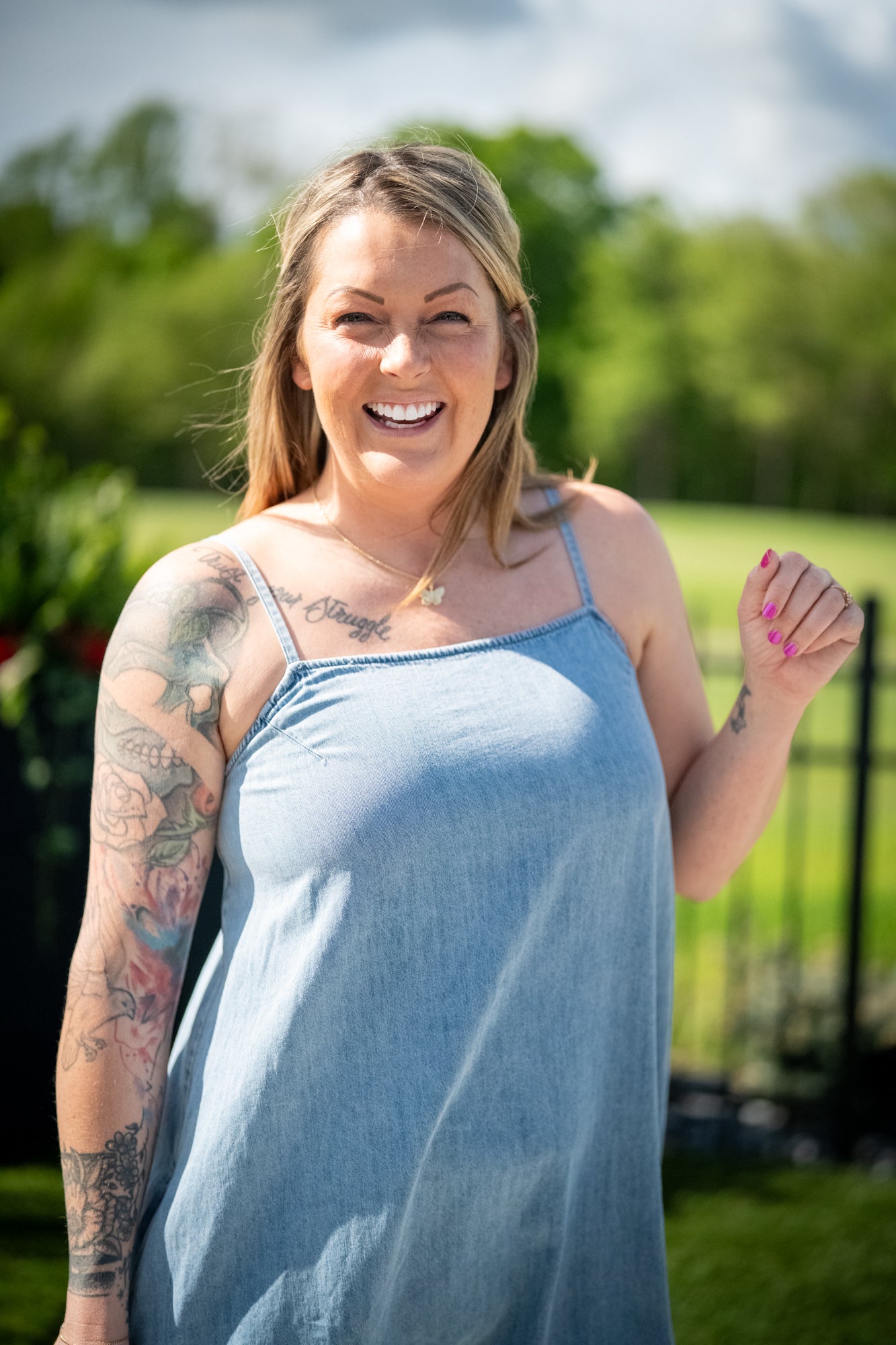 Denim A-Line Lightweight Maxi Dress - Buttercup Lynne Boutique