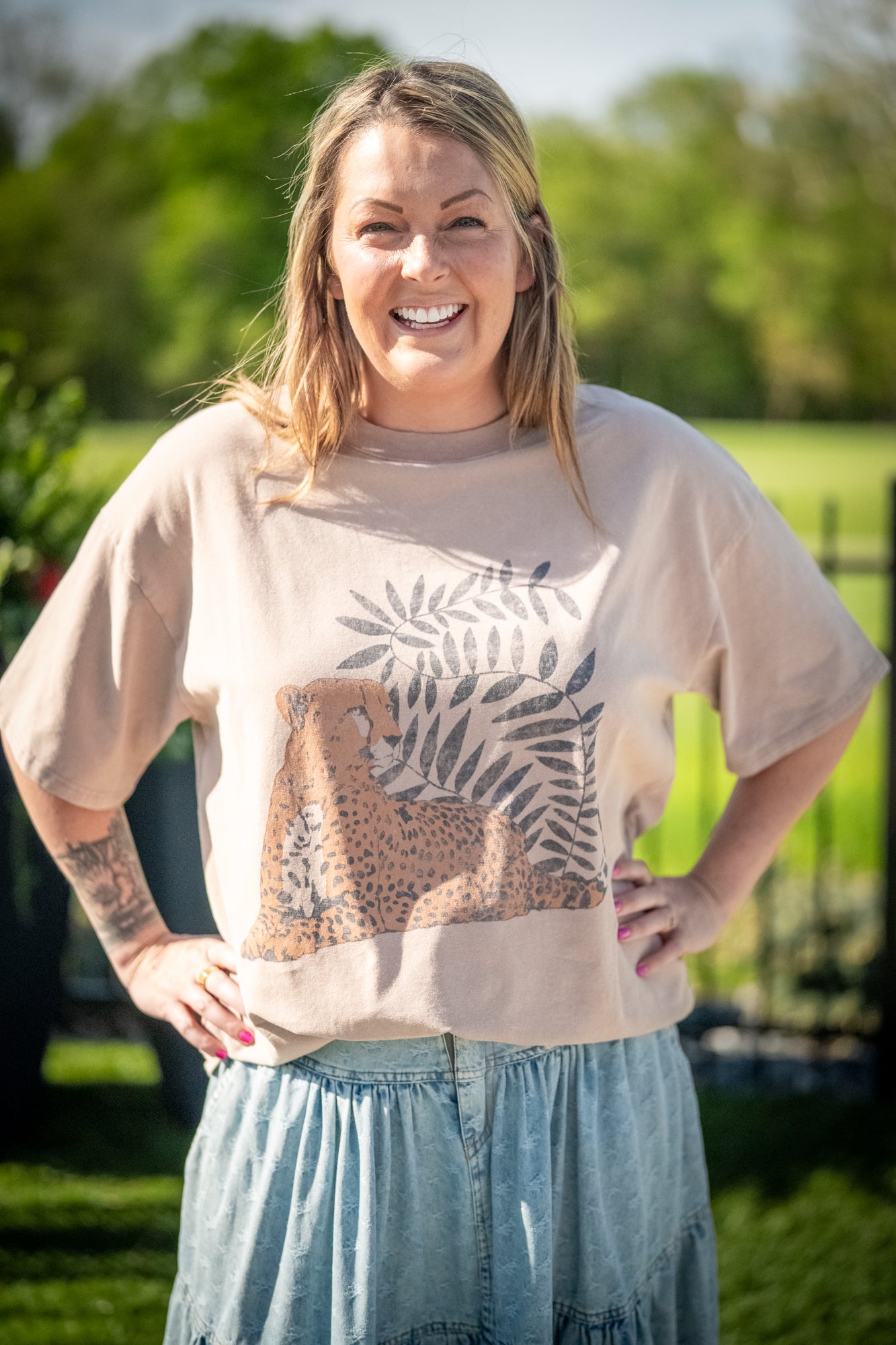 Easel Cheetah Vibes Mineral-Washed Tee - Buttercup Lynne Boutique
