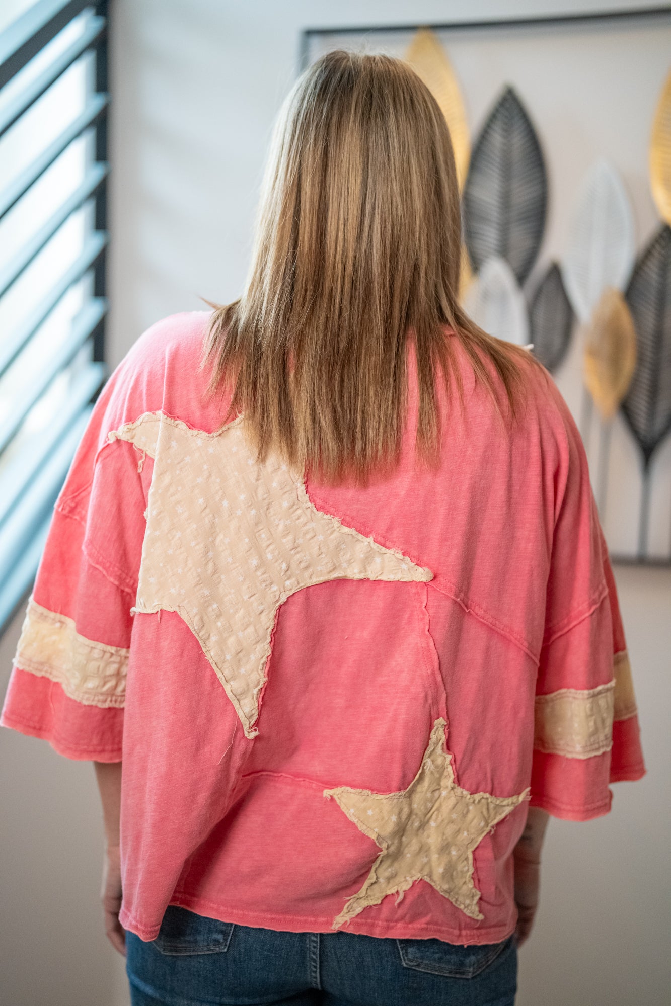 Oli & Hali Washed Star Patchwork Top – Relaxed Fit, Cotton Blend - Buttercup Lynne Boutique