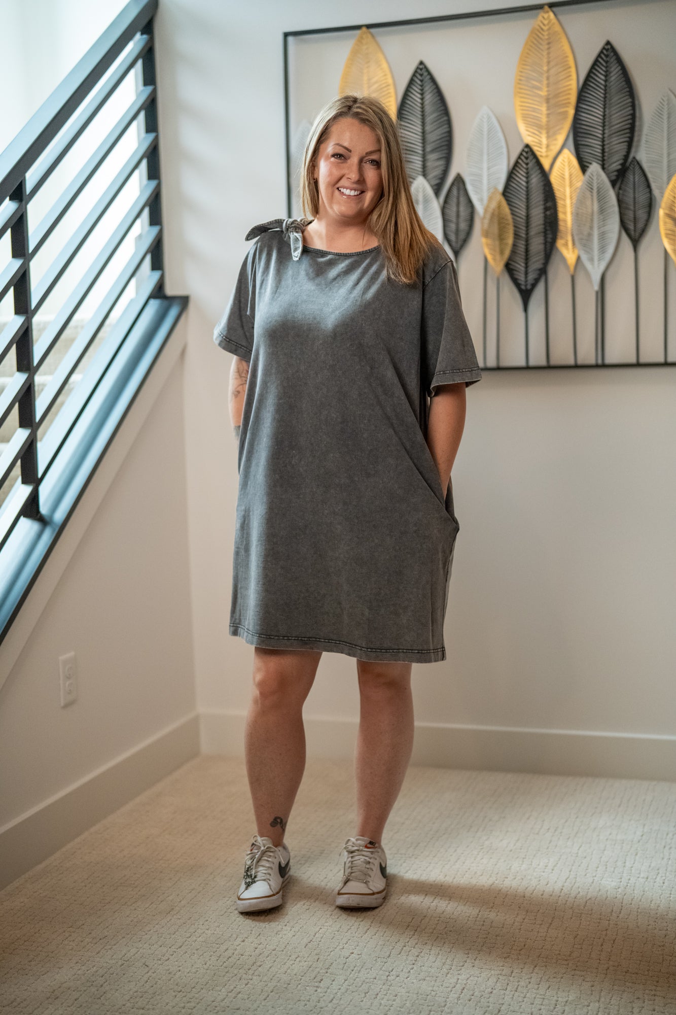 Bow Shoulder Knit Dress - Buttercup Lynne Boutique