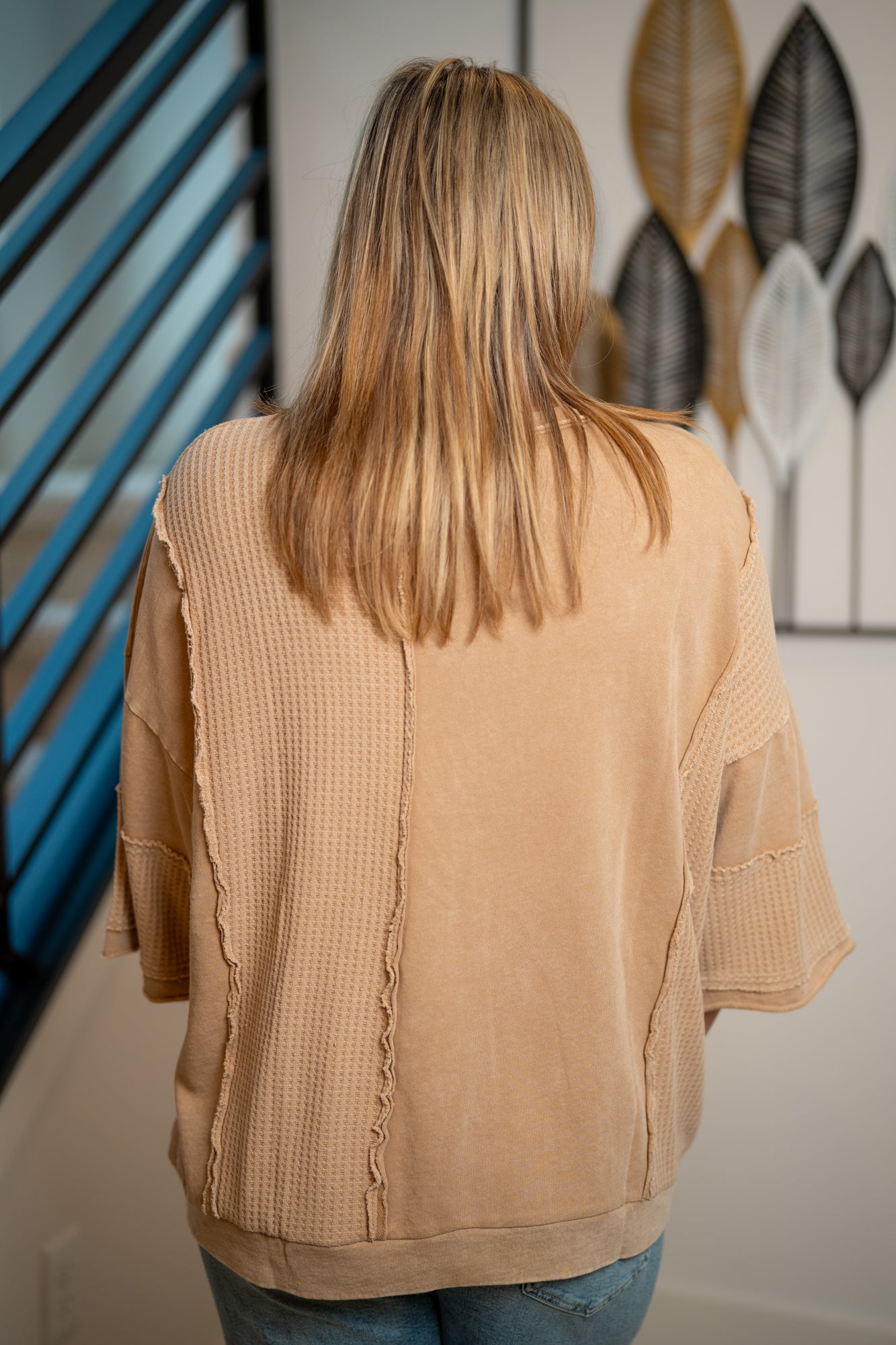 Easel Mineral-Washed Patchwork Bow Tunic Top - Buttercup Lynne Boutique