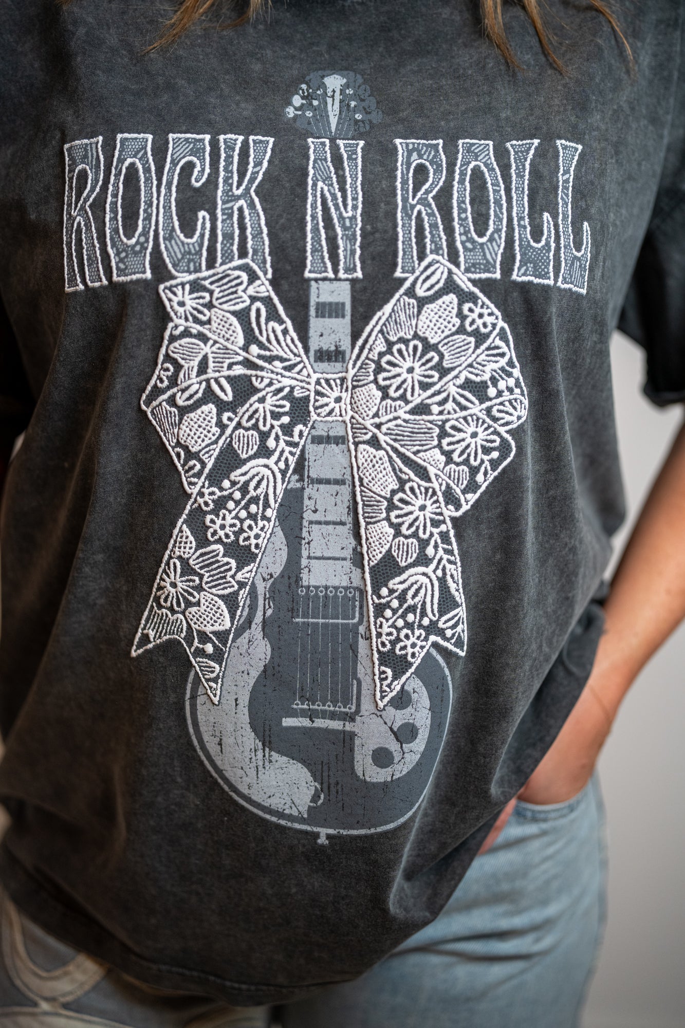 Zutter Lace Bow Rock N Roll Tee