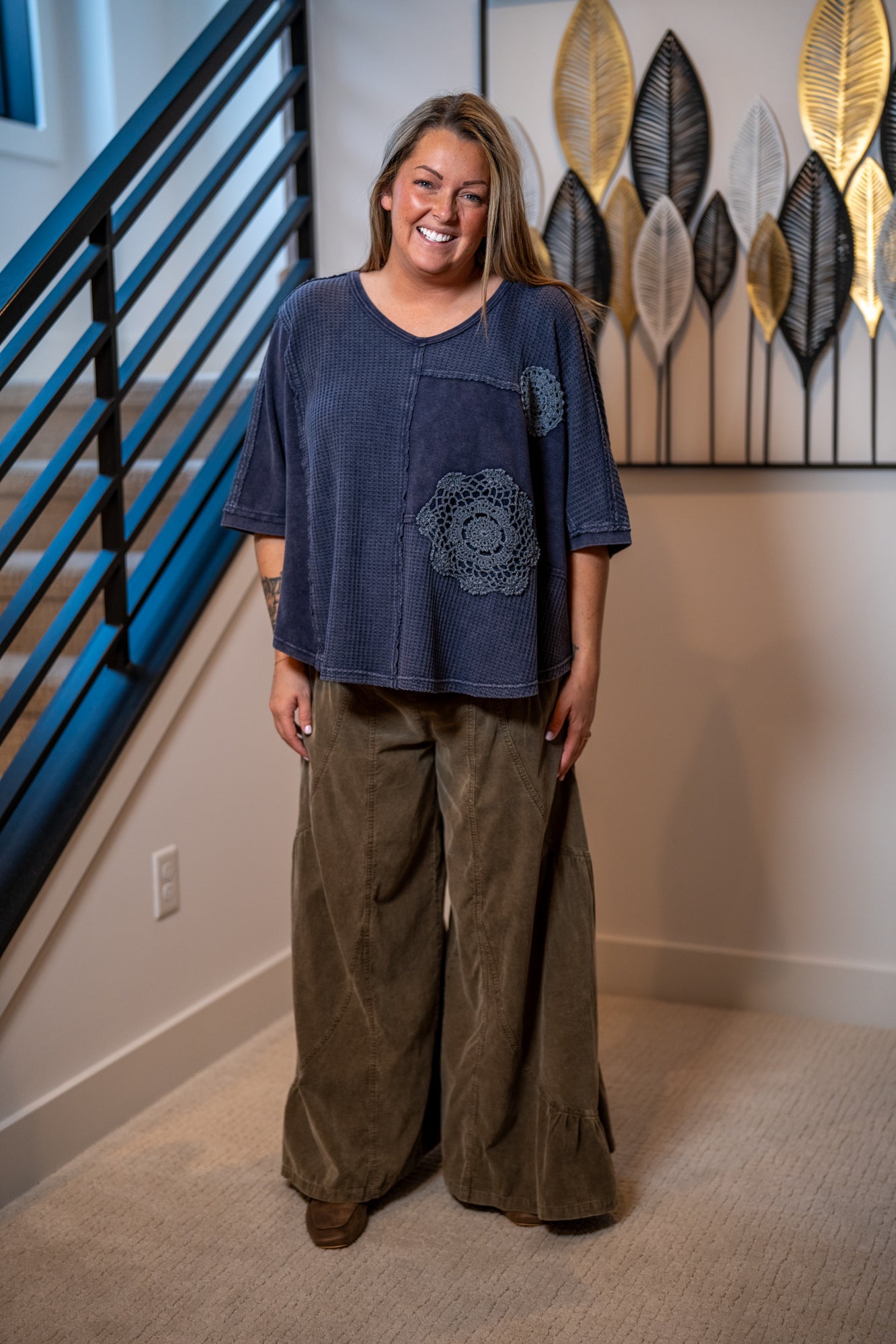 Easel Crochet Patch Thermal Top