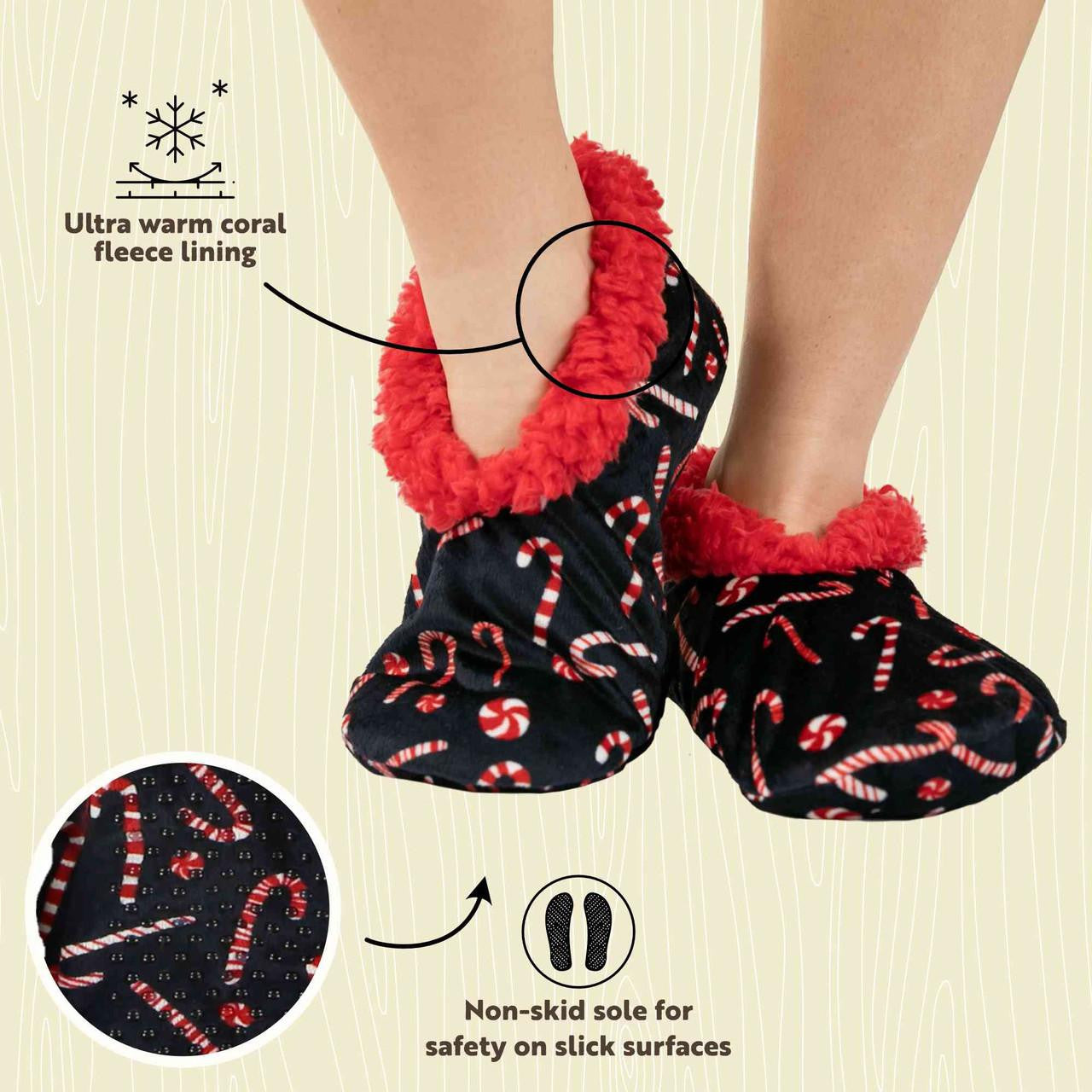 Lazy One Candy Cane Fuzzy Feet Slipper