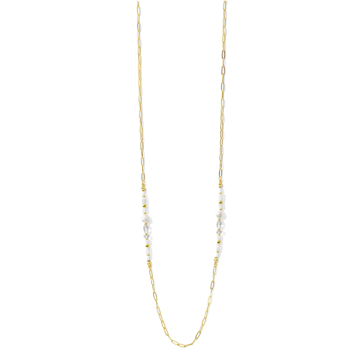 Long Necklace with Pearl and Stone Accents - Buttercup Lynne Boutique