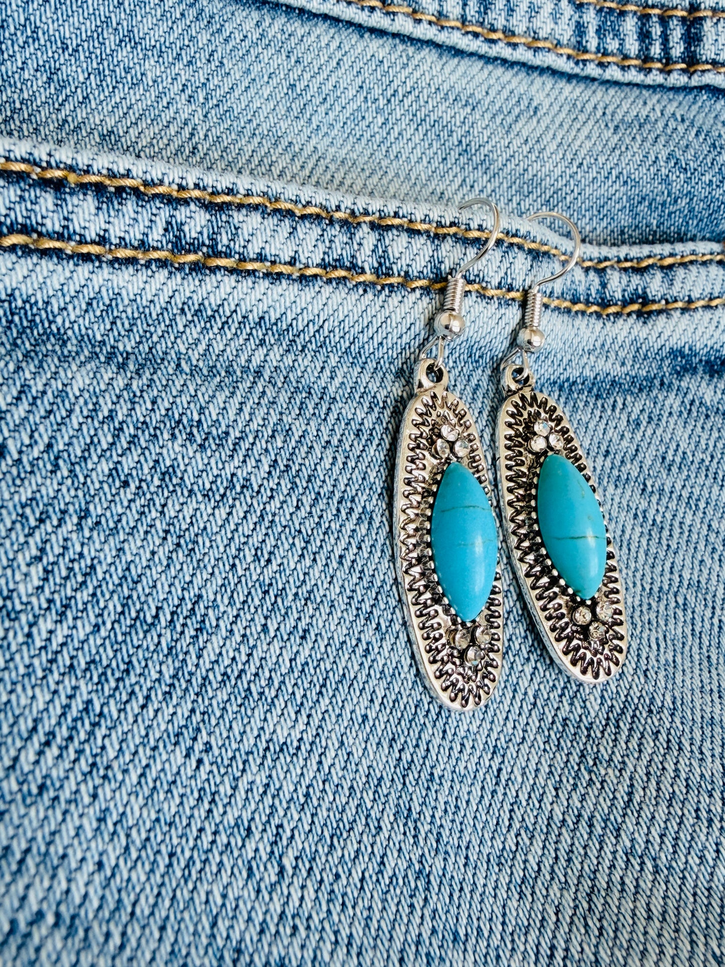 Western Sky Oval Stone Earrings - Buttercup Lynne Boutique