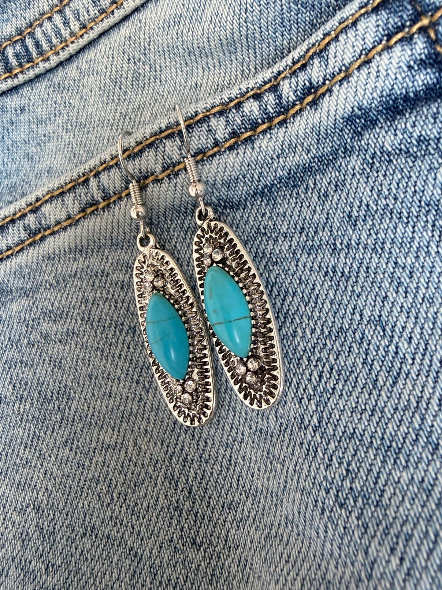 Western Sky Oval Stone Earrings - Buttercup Lynne Boutique