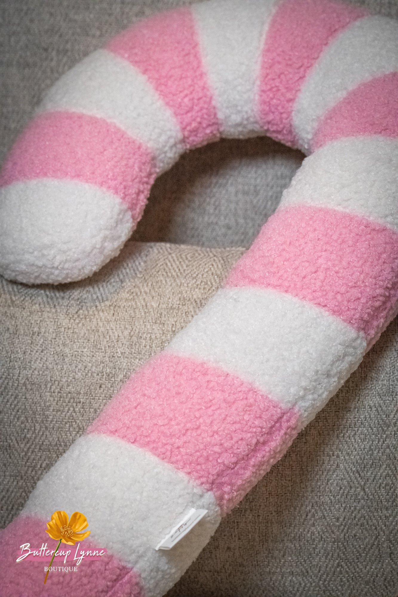 Pink Sugar Candy Cane Pillow | Buttercup Lynne