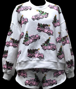 Pink Truck Homestyle Christmas Sweatshirt - Buttercup Lynne Boutique
