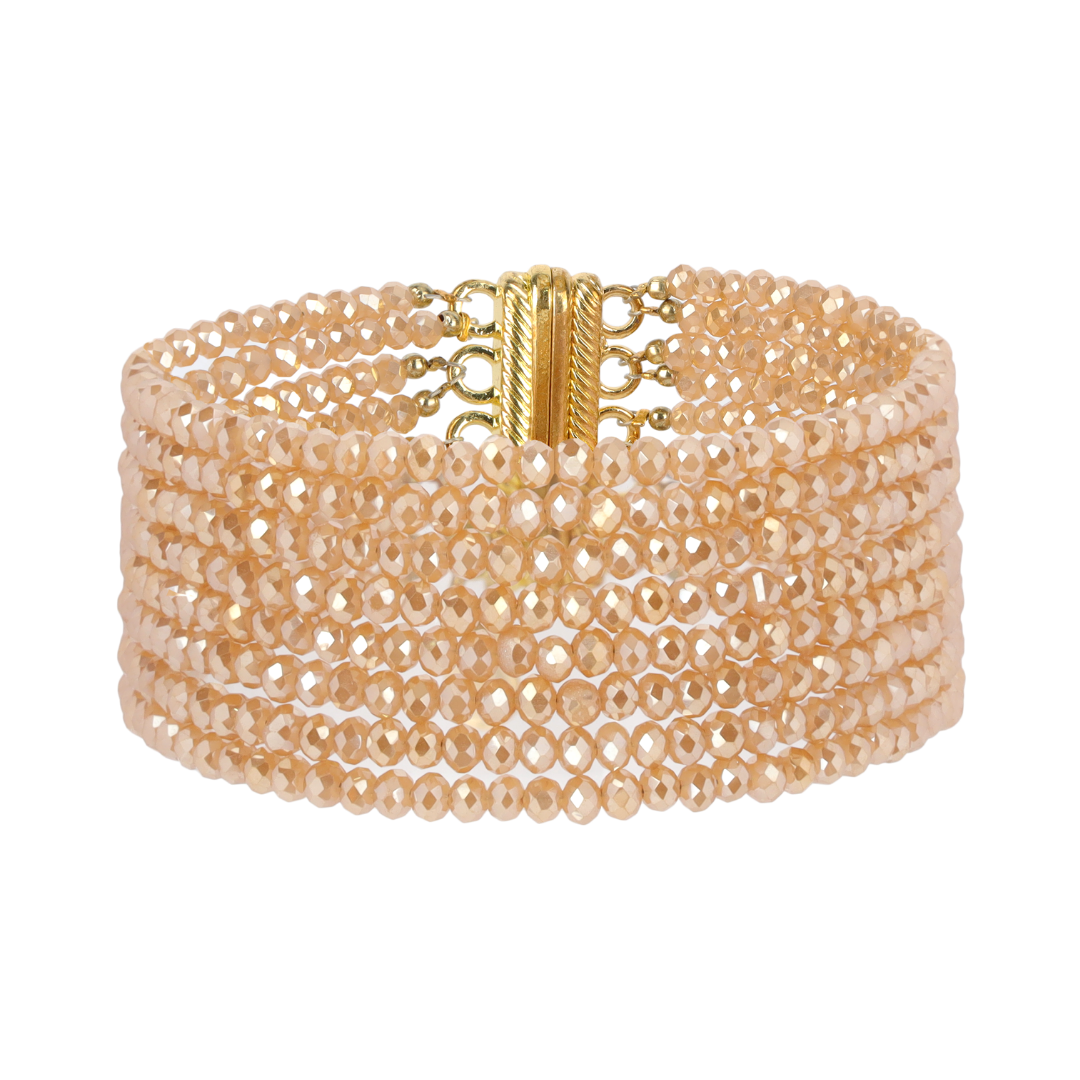 BuDhaGirl Meghan 5 Strand Crystal Bracelet - Pink or Taupe - Buttercup Lynne Boutique