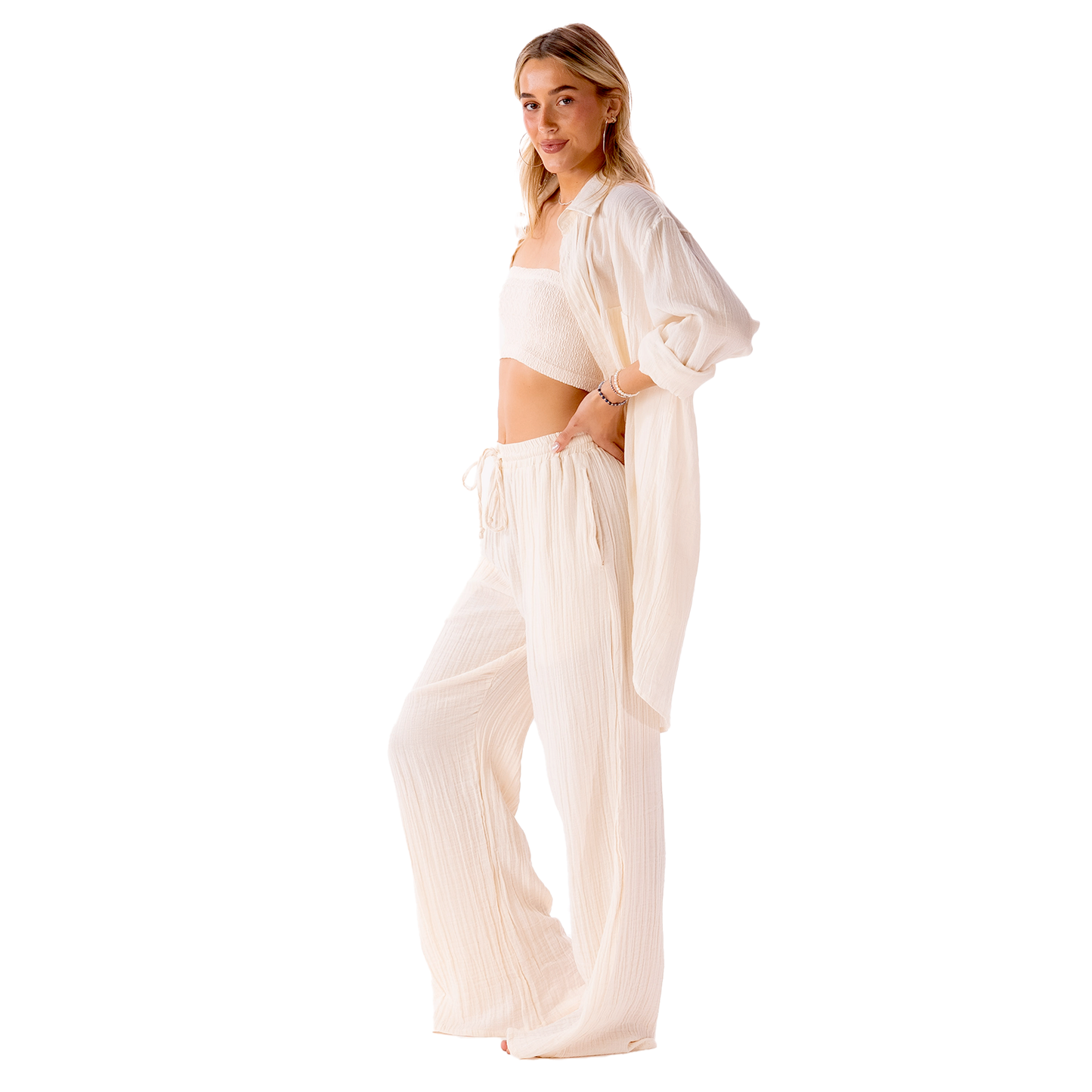 Cream Cabana Pants - Buttercup Lynne Boutique