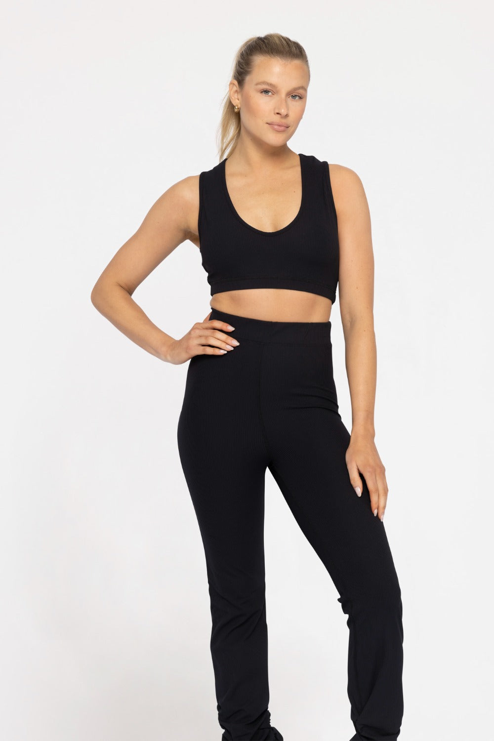 Ribbed V-Neck Sports Bra - Buttercup Lynne Boutique