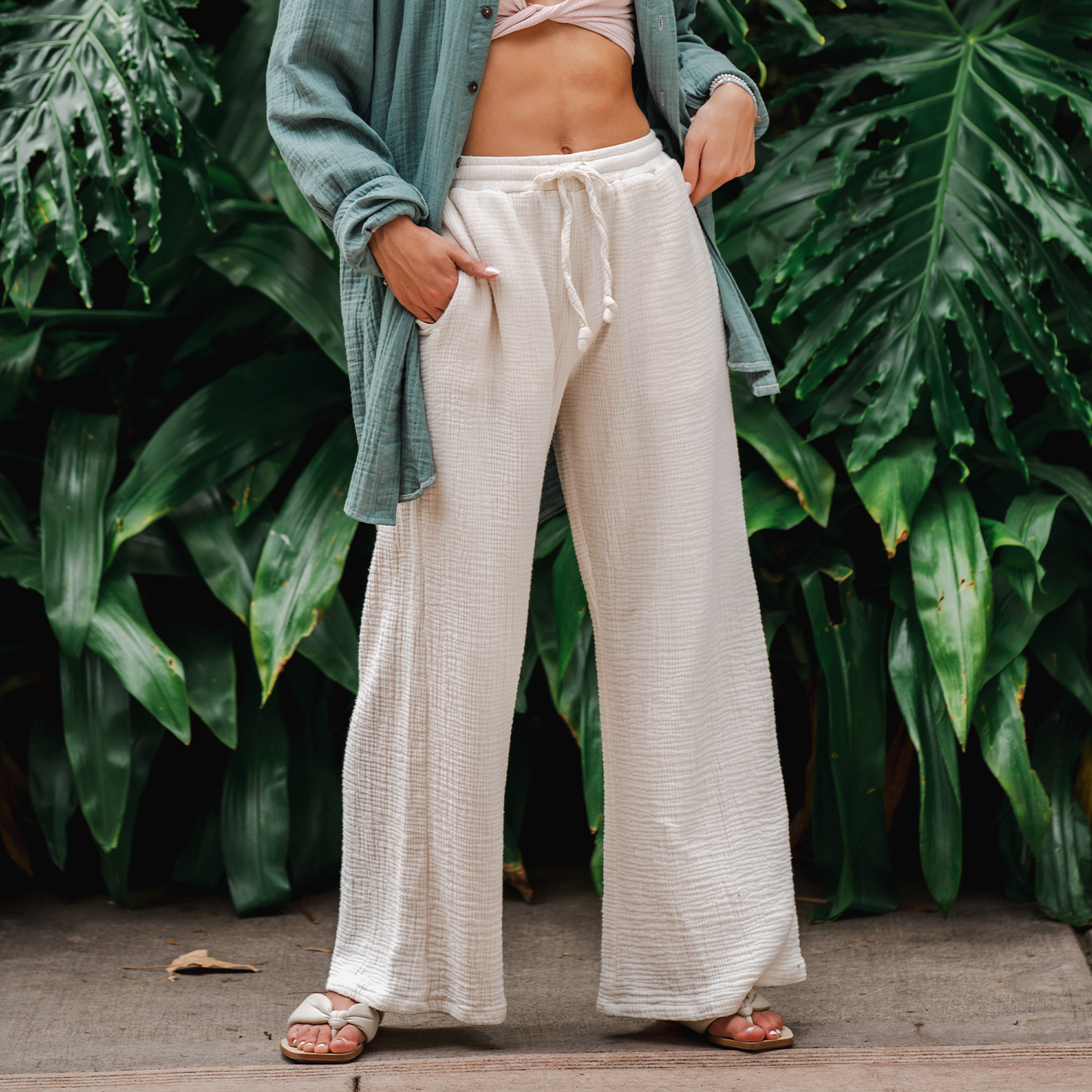 Cream Cabana Pants - Buttercup Lynne Boutique