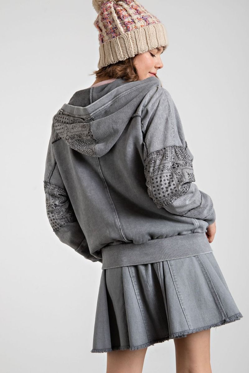 Mineral Washed Terry Zippered Hoodie - Buttercup Lynne Boutique