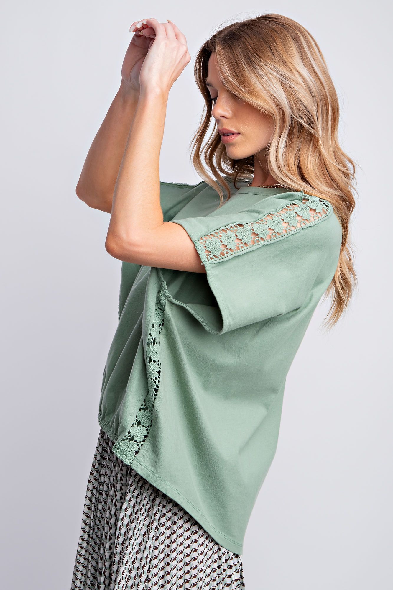 Crochet Lace Jersey Top - Buttercup Lynne Boutique