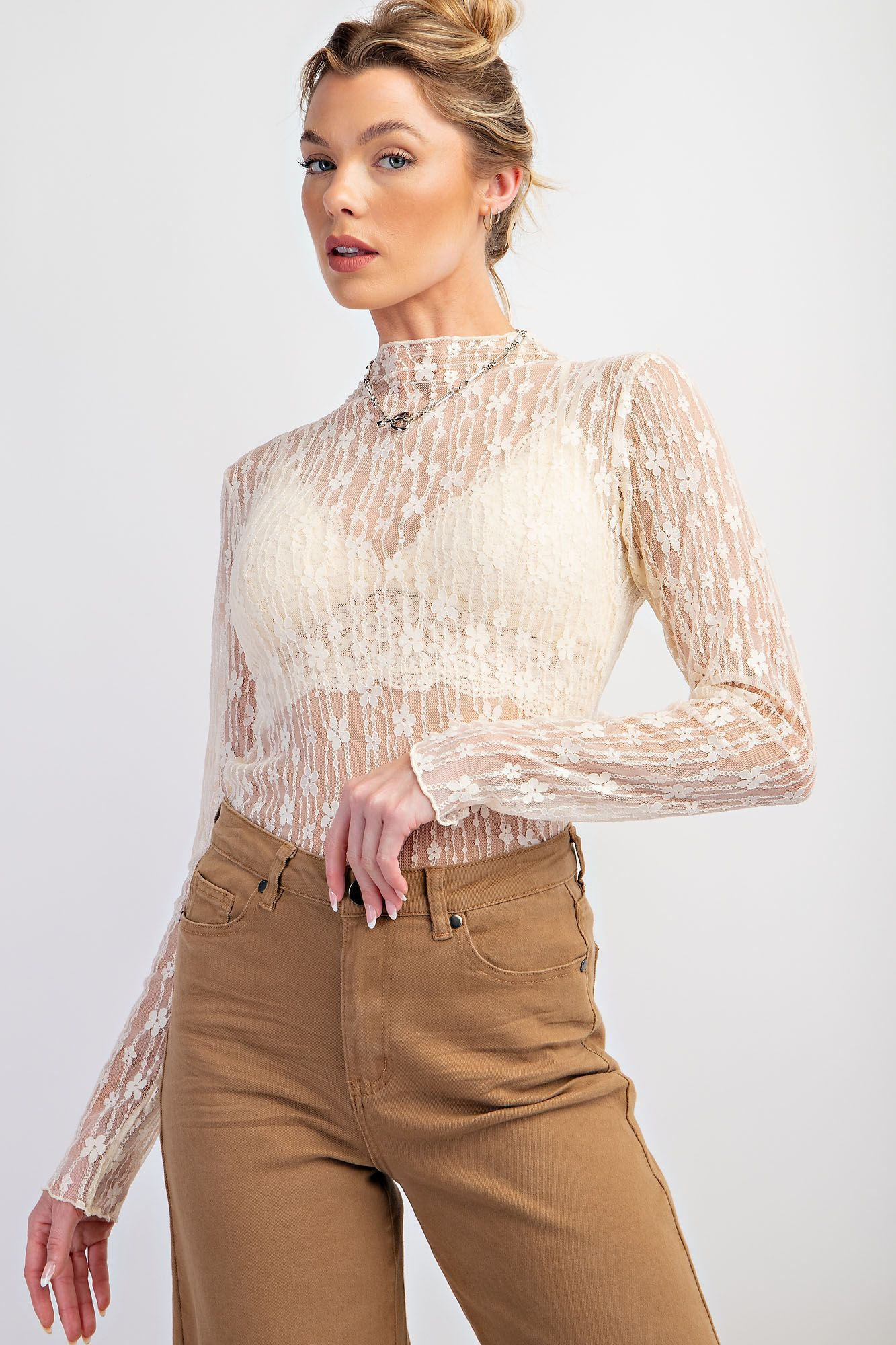 Sweet And True See Through Lace Top - Buttercup Lynne Boutique