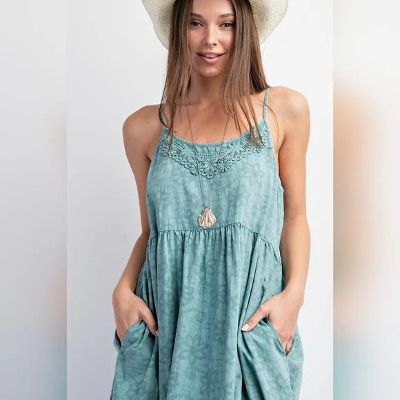 Mineral Washed Cami Dress in Pacific Ocean Hues - Buttercup Lynne Boutique