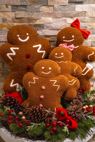The Gingerbread Family Sherpa Pillow Collection - Buttercup Lynne Boutique