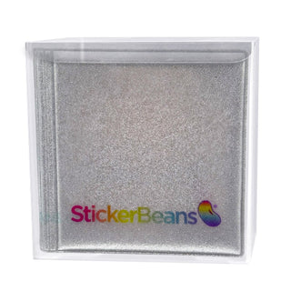 Stickerbeans Mini Collector's Book in silver glitter finish inside clear plastic case