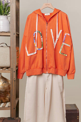 Mello Love Story Patchwork Zip-Up Hoodie
