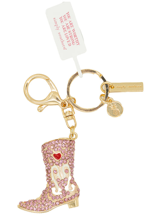 Pink Crystal Cowgirl Boot Keychain – Simply Southern
